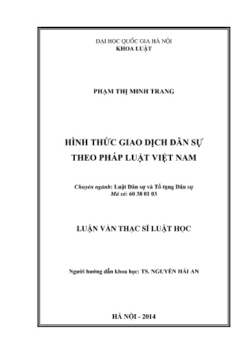 Luận văn Hình thức giao dịch dân sự theo pháp luật Việt Nam