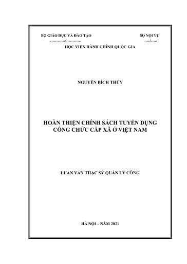 Luận văn Hoàn thiện chính sách tuyển dụng công chức cấp xã ở Việt Nam