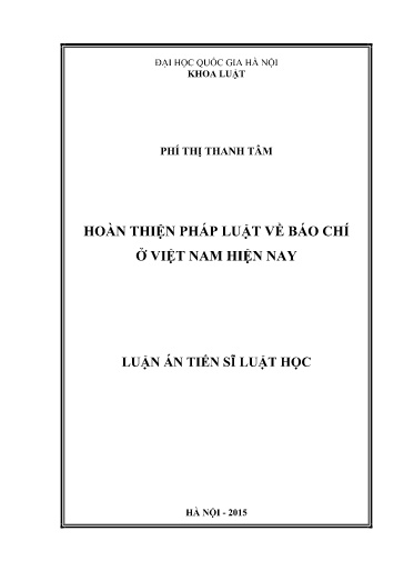 Luận văn Hoàn thiện pháp luật về báo chí ở Việt Nam hiện nay