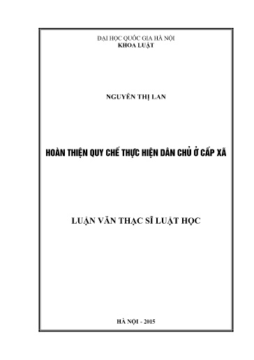 Luận văn Hoàn thiện quy chế thực hiện dân chủ ở cấp xã