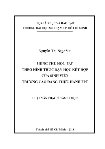 Luận văn Hứng thú học tập theo hình thức dạy học kết hợp của sinh viên Trường Cao đẳng thực hành FPT