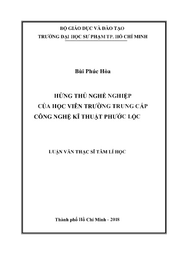 Luận văn Hứng thú nghề nghiệp của học viên Trường Trung cấp Công nghệ Kĩ thuật Phước Lộc