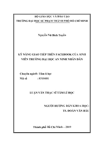 Luận văn Kỹ năng giao tiếp trên Facebook của sinh viên Trường Đại học An Ninh Nhân Dân