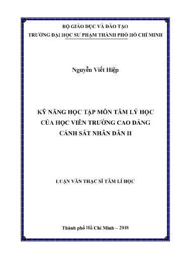 Luận văn Kỹ năng học tập môn Tâm lý học của học viên Trường Cao đẳng Cảnh sát nhân dân II