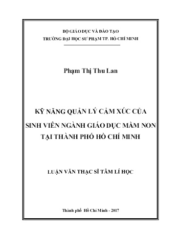 Luận văn Kỹ năng quản lý cảm xúc của sinh viên ngành Giáo dục Mầm non tại Thành phố Hồ Chí Minh