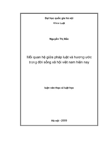 Luận văn Mối quan hệ giữa pháp luật và hương ước trong đời sống xã hội Việt Nam hiện nay