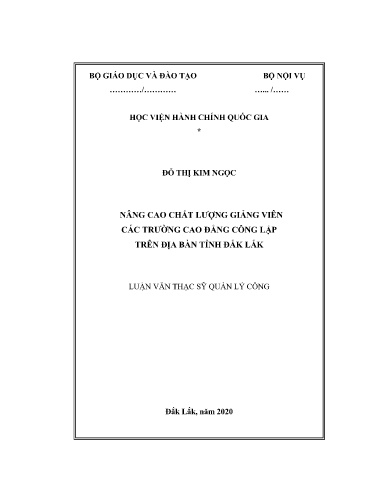 Luận văn Nâng cao chất lượng giảng viên các Trường Cao đẳng công lập trên địa bàn tỉnh Đắk Lắk