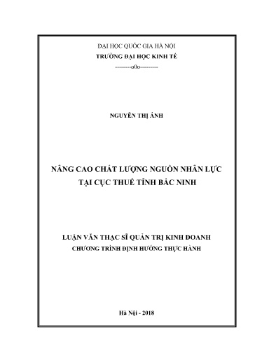 Luận văn Nâng cao chất lượng nguồn nhân lực tại Cục thuế tỉnh Bắc Ninh