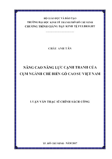 Luận văn Nâng cao năng lực cạnh tranh của cụm ngành chế biến gỗ cao su Việt Nam