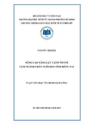 Luận văn Nâng cao năng lực cạnh tranh cụm ngành Chăn nuôi Heo tỉnh Đồng Nai