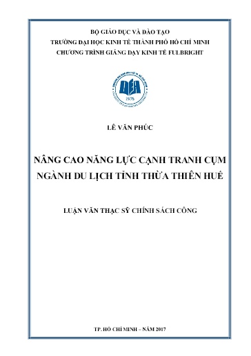 Luận văn Nâng cao năng lực cạnh tranh cụm ngành Du lịch tỉnh Thừa Thiên Huế