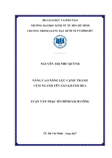 Luận văn Nâng cao năng lực cạnh tranh cụm ngành Yến Sào Khánh Hòa