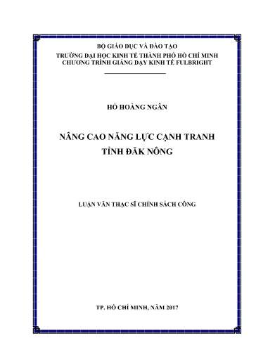 Luận văn Nâng cao năng lực cạnh tranh tỉnh Đăk Nông