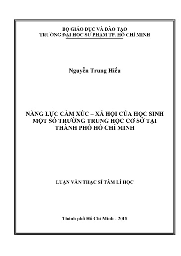 Luận văn Năng lực cảm xúc – xã hội của học sinh một số Trường Trung học cơ sở tại Thành phố Hồ Chí Minh