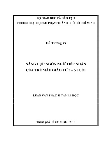 Luận văn Năng lực ngôn ngữ tiếp nhận của trẻ mẫu giáo từ 3-5 tuổi