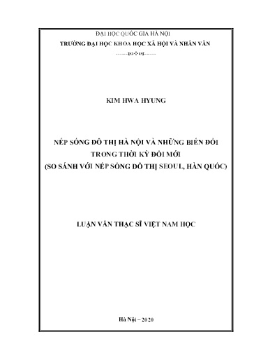 Luận văn Nếp sống đô thị Hà Nội và những biến đổi trong thời kỳ đổi mới (So sánh với nếp sống đô thị Seoul, Hàn Quốc)