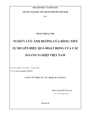 Luận văn Nghiên cứu ảnh hưởng của dòng tiền tự do lên hiệu quả hoạt động của các doanh nghiệp Việt Nam