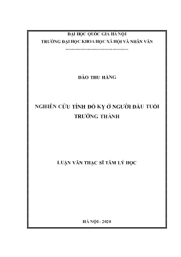 Luận văn Nghiên cứu tính đố kỳ ở người đầu tuổi trưởng thành