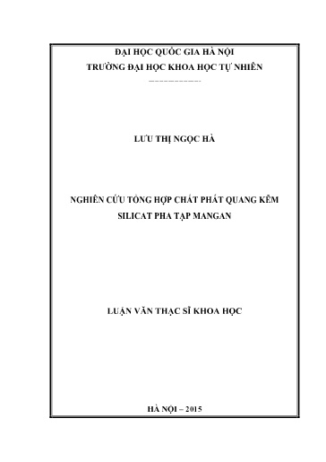 Luận văn Nghiên cứu tổng hợp chất phát quang kẽm Silicat pha tạp Mangan