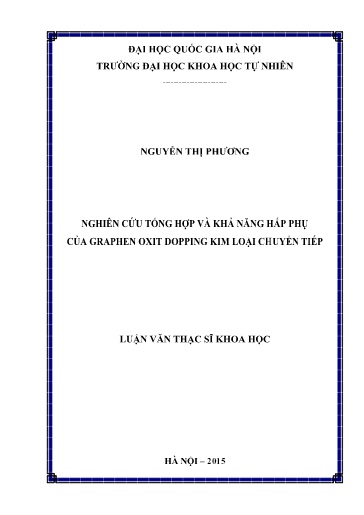Luận văn Nghiên cứu tổng hợp và khả năng hấp phụ của Graphen Oxit Dopping kim loại chuyển tiếp