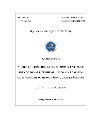 Luận văn Nghiên cứu tổng hợp vật liệu Composit NiFe₂O₄@C trên cơ sở vật liệu khung hữu cơ kim loại Ni/Fe MOFs và ứng dụng trong hấp phụ chất kháng sinh