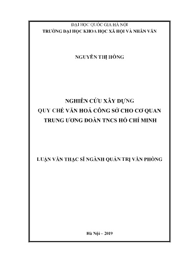 Luận văn Nghiên cứu xây dựng quy chế văn hoá công sở cho cơ quan Trung ương đoàn Thiếu niên cộng sản Hồ Chí Minh