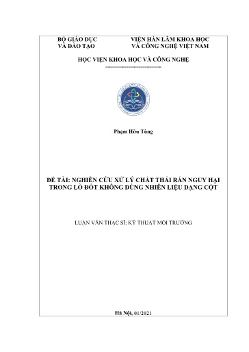 Luận văn Nghiên cứu xử lý chất thải rắn nguy hại trong lò đốt không dùng nhiên liệu dạng cột