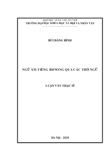Luận văn Ngữ âm tiếng Bhnong qua các thổ ngữ