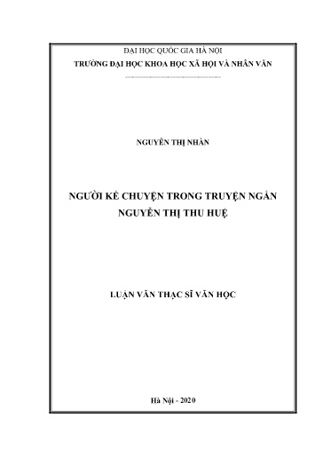 Luận văn Người kể chuyện trong truyện ngắn Nguyễn Thị Thu Huệ
