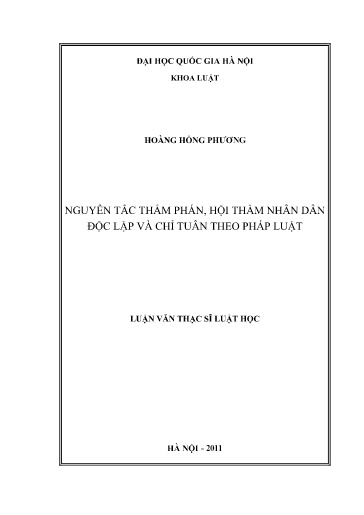Luận văn Nguyên tắc thẩm phán, hội thẩm nhân dân độc lập và chỉ tuân theo pháp luật