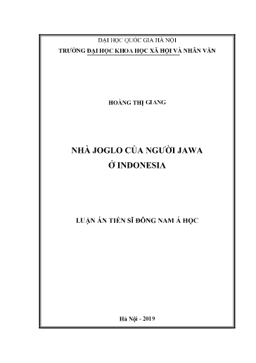 Luận văn Nhà Joglo củ người Jawa ở Indonesia