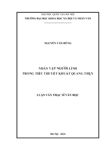 Luận văn Nhân vật người lính trong Tiểu thuyết Khuất Quang Thụy