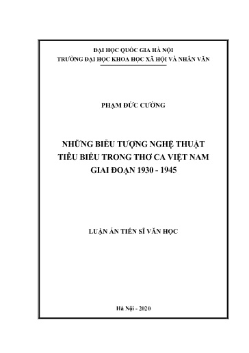 Luận văn Những biểu tượng nghệ thuật tiêu biểu trong thơ ca Việt Nam giai đoạn 1930-1945