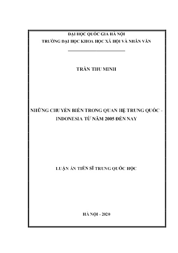 Luận văn Những chuyển biến trong quan hệ Trung Quốc - Indonesia từ năm 2005 đến nay