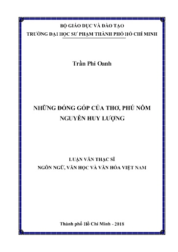 Luận văn Những đóng góp của Thơ, Phú nôm Nguyễn Huy Lượng