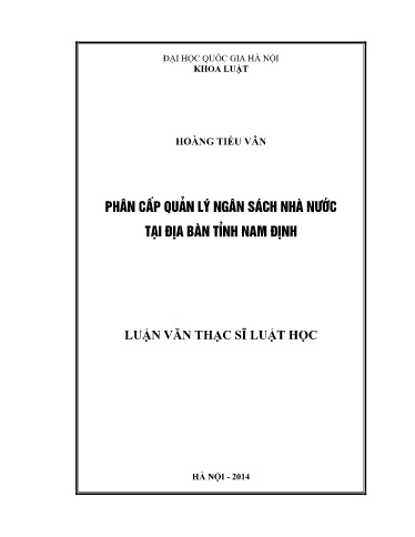 Luận văn Phân cấp quản lý ngân sách nhà nước tại địa bàn tỉnh Nam Định