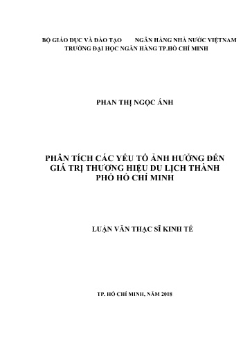 Luận văn Phân tích các yếu tố ảnh hưởng đến giá trị thương hiệu du lịch Thành phố Hồ Chí Minh
