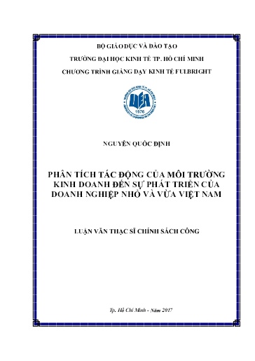 Luận văn Phân tích tác động của môi trường kinh doanh đến sự phát triển của doanh nghiệp nhỏ và vừa Việt Nam