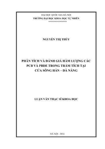 Luận văn Phân tích và đánh giá hàm lượng các PCB và PBDE trong Trầm Tích tại Cửa sông Hàn – Đà Nẵng