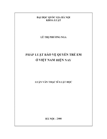 Luận văn Pháp luật bảo vệ quyền trẻ em ở Việt Nam hiện nay