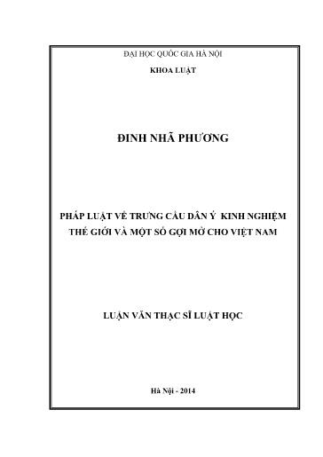 Luận văn Pháp luật về trưng cầu dân ý kinh nghiệm thế giới và một số gợi mở cho Việt Nam