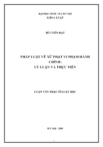 Luận văn Pháp luật về xử phạt vi phạm hành chính: Lý luận và thực tiễn
