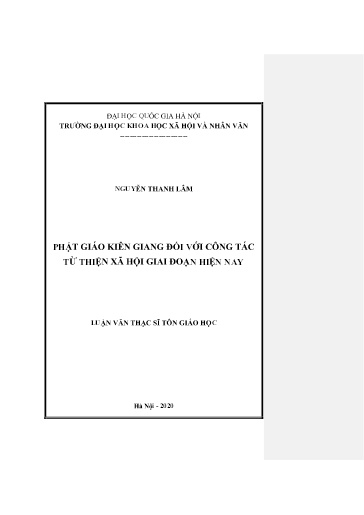 Luận văn Phật giáo Kiên Giang đối với công tác từ thiện xã hội giai đoạn hiện nay