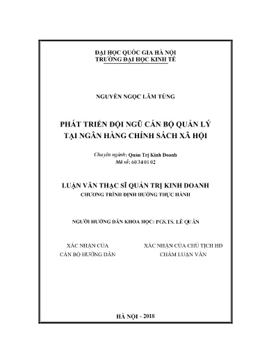 Luận văn Phát triển đội ngũ cán bộ quản lý tại Ngân hàng chính sách xã hội