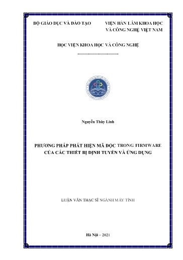 Luận văn Phương pháp phát hiện mã độc trong Firmware của các thiết bị định tuyến và ứng dụng