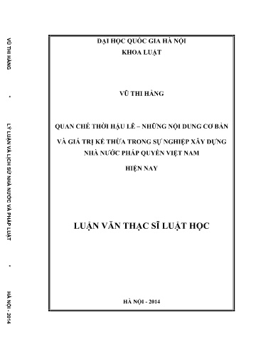 Luận văn Quan chế thời Hậu Lê – những nội dung cơ bản và giá trị kế thừa trong sự nghiệp xây dựng nhà nước pháp quyền Việt Nam hiện nay