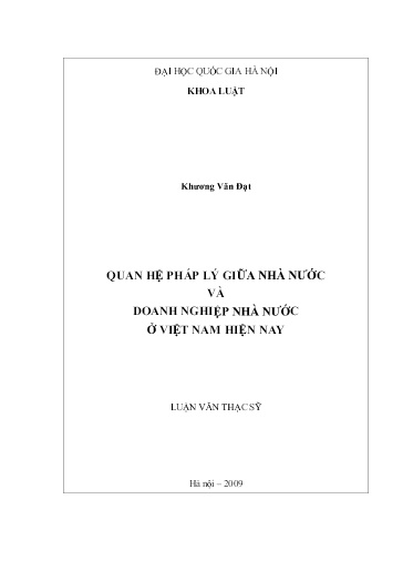 Luận văn Quan hệ pháp lý giữa nhà nước và doanh nghiệp nhà nước ở Việt Nam hiện nay