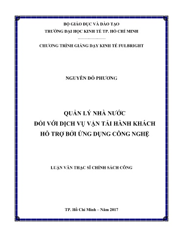 Luận văn Quản lý nhà nước đối với dịch vụ vận tải hành khách hỗ trợ bởi ứng dụng công nghệ