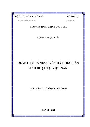 Luận văn Quản lý nhà nước về chất thải rắn sinh hoạt tại Việt Nam