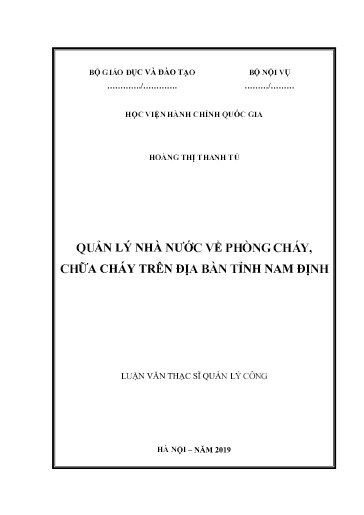 Luận văn Quản lý nhà nước về phòng cháy, chữa cháy trên địa bàn tỉnh Nam Định